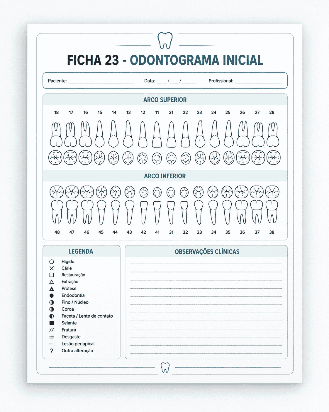 Exemplo de ficha odontológica