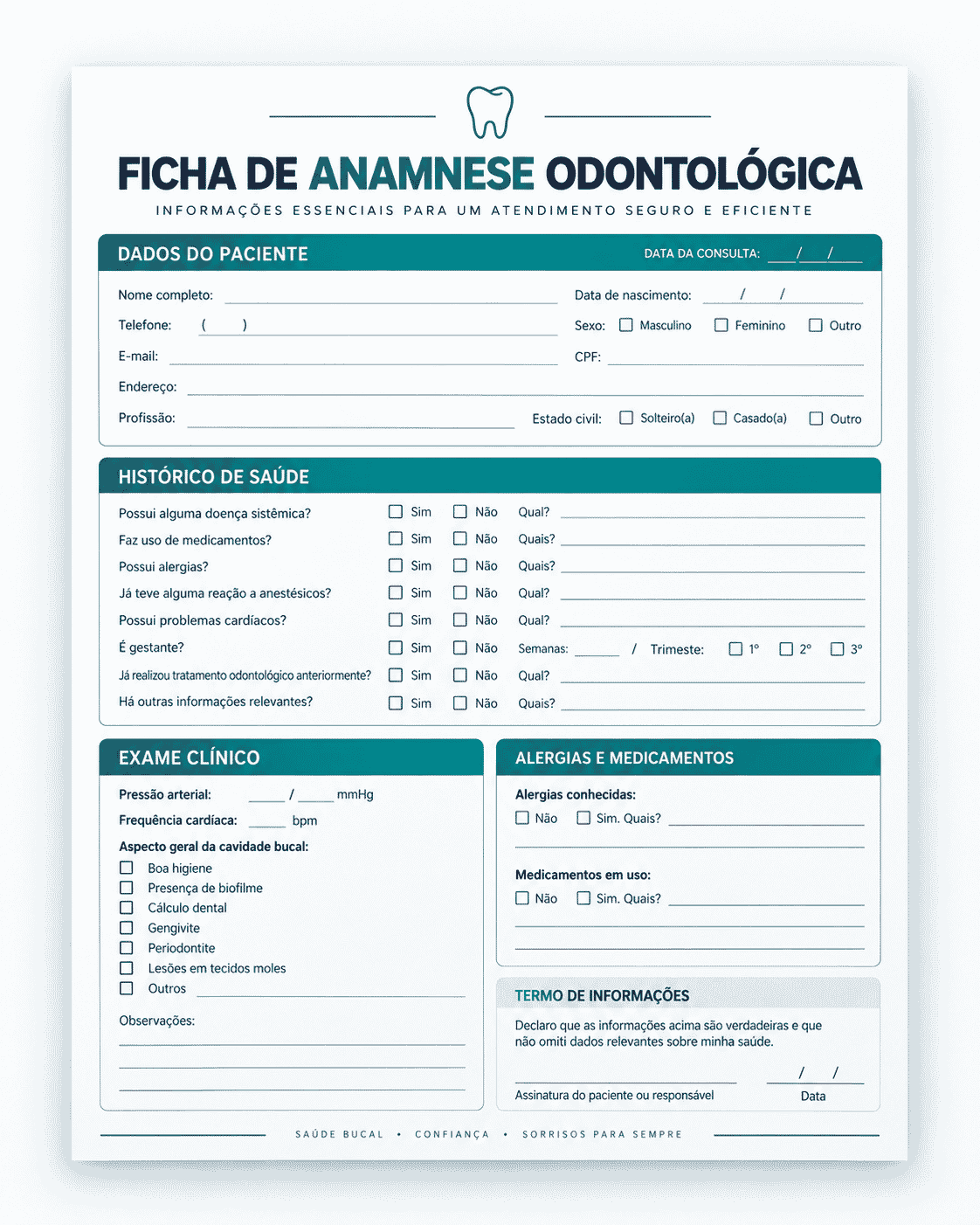 Exemplo de ficha de acompanhamento